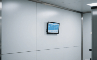 What advantages does the antistatic property of the cleanroom panel give it during use?